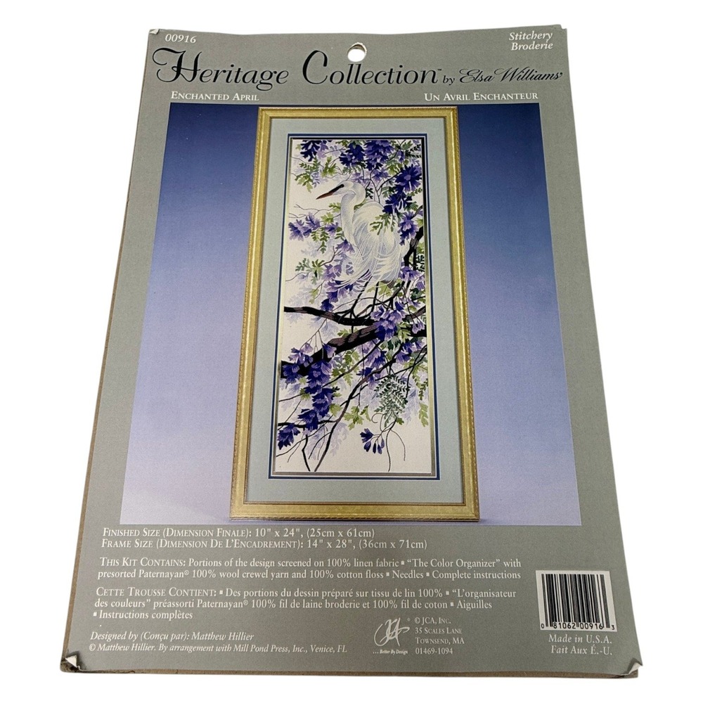 New Elsa Williams Heritage Collection Enchanted April Crewel Kit Linen Wool
